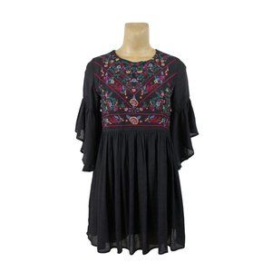 Umgee Black Embroidered Boho Dress